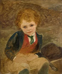Tutkimus kottikärryssä istuvasta pojasta, 1890.