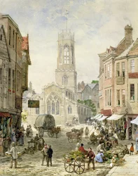 All Saints Pavement, York (akvarelli ja vartaloväri paperille)