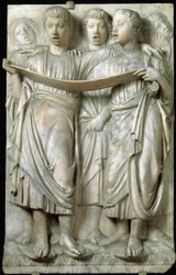 La cantoria eli lapset laulavat kuorossa - marmorireliefi, Luca della Robbia (n.1400-1482), Quattrocento -museo