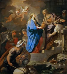 Barokki : Visitation par Giordano, Luca (1632-1705), n. 1696. Öljy kankaalle, 206x187. Taidehistoriallinen museo, Vienne