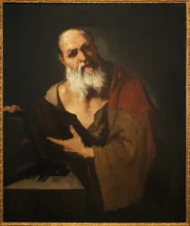 Platon (424-348 eKr.). Luca Giordanon (1634-1705) maalaus öljy kankaalle