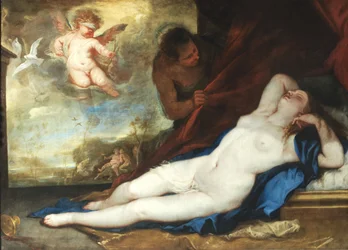 Nukkuva Venus, Amor ja Satyr, n. 1670.