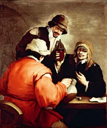 Tavernakohtaus, Luca Giordano (1634-1705), öljy kankaalle