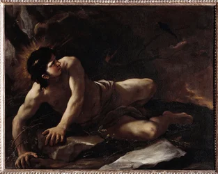 Pyhän Benedictuksen kiusaus, joka heittäytyy särmään välttääkseen kiusauksia) Luca Giordanon (1634-1705) maalaus Museo dell