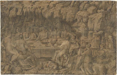Acheloüsin juhlaillallinen, noin 1545 (tussipiirros)