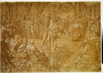 "Sisilian nyrkkeilyottelun (pugilat) vastustaja Dares de Troylle", n.1544 (tussipiirros)