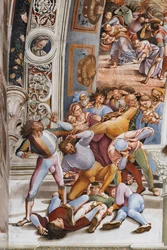 Sisustus, Chapel Nova tai St. Brizio Chapel, pohjoinen seinä: "Pandemonium", yksityiskohta