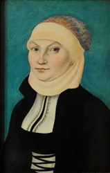 Saksa: Katharina von Bora als Brustbildbnis nach links Katharina von Bora, rinnanympärys, kasvot vasemmalle.