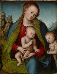Saksa: Maria mit dem Kinde und dem anbetenden Johannesknaben Neitsyt ja lapsi, jota Johannes Kastajan poika palvoi.