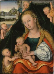 Saksa: Madonna und Kind mit dem Johannesknaben und Engeln Neitsyt ja lapsi sekä Johannes Kastajan lapsi ja enkelit.