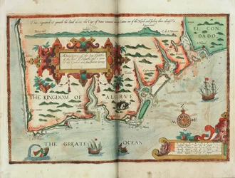 Kuvaus merenrannikosta, Algarben maasta ja osasta Condadoa sekä niiden leikkauksista ja avauksista, noin 1588 (piirustus).