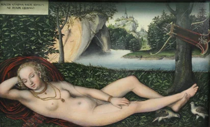 Nymfi lähteen äärellä, vuoden 1537 jälkeen (öljy tammipuulle).