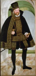 Muotokuva Saksin valitsijaprinssi Augustus I:stä, jota kutsutaan hurskaiksi (1526-1586)”” Lucas Cranach Nuoren (1515-1586) maalaus 1565 su. 215x104 cm Wienin taidehistoriallinen museo