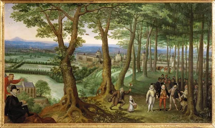 Keisari Rudolf II kävelee metsässä, noin 1593 (maalaus puulle).