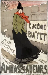 Eugenie Buffet (1866-1934), ranskalainen suosittu laulaja joka ilta Ambassadeurissa