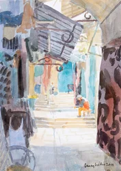 Market Steps, Old Jerusalem, 2019 (w/c paperilla)