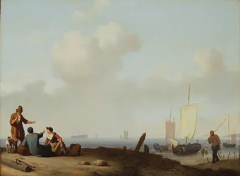 Kalastaja ja pinkit, n.1660-1700 (öljy kankaalle, paneelille kiinnitetty).