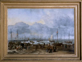 William of Orangen laskeutuminen Scheveningeniin (öljy kankaalle)