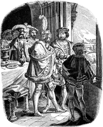 Frederick I -ateria Heidelbergin linnassa 1462 Kuvitus E. Dullerin Saksan kansan historiasta, 1840