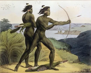 Metsästys San Franciscon lahdella, teoksesta "Voyage Pittoresque Autour du Monde", kaiverrettu Jean Augustin Franquelin (1798-1839), julkaistu 1822