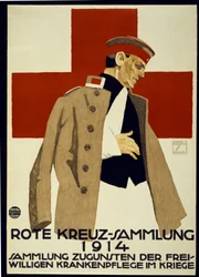 Campanha de arrecadação de fundos para a Cruz Vermelha Alemã, pub. 1914 (litho colorida)finlandesa