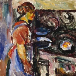 Tyttö keittiössä; Hauki I Kjokken, 1921