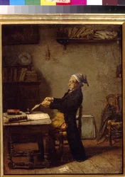 Knaus, Ludwig (1829-1910) työskentelevä tutkija. Öljy puulle. Valtion A. Pushkinin kuvataidemuseo, Moskova