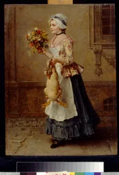 Onnittelut Knaus, Ludwig (1829-1910). Öljy puulle
