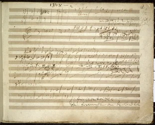 Lisätä. 31766, f.2 Sinfonia nro 6 F-duuri op. 68, joka tunnetaan myös nimellä Pastoraalinen sinfonia (muste paperille)