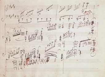 Nuotit saksalaisen säveltäjän Ludwig van Beethovenin (1770-1827) vuonna 1801 sävellettyyn kappaleeseen "" Sonata pour piano n* 14 en do diese minor" "" Sonata au clair de lune". House, Natale de Beethoven, Bonn. Saksa