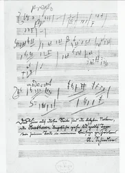 Viimeinen sivu saksalaisen säveltäjän Ludwig van Beethovenin (1770-1827) kirjoittamaa musiikkia