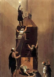 Näkymä Egyptin suuren pyramidin käytävään