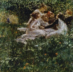 Kevään allegoria, Luigi Conconi (1852-1917), öljy kankaalle, 77x77 cm