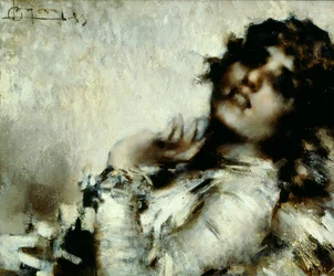 Naisen muotokuva, Luigi Conconi (1852-1917), öljy kankaalle, 50x60 cm