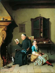 Bíblia do cura, de Luigi Crosio (1835-1915), óleo sobre tela, 51x69 cm finlandês