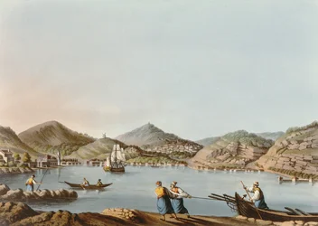 Samoksen saaren länsisatama, levy 60 julkaisusta Views in the Ottoman Dominions, pubi. kirjoittanut R. Bowyer, 1810 (akvatinta)