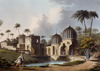 Arabian pyhien haudat Rosettassa, kaiverrus, Luigi Mayer (1755-n. 1803), Näkymät Egyptissä, Palestiinassa ja muissa Osmanien valtakunnan osissa