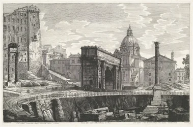 De Zuil van Phocas on Forum Romanum Veduta dello scavo della Colonna di Foca (otsikko esineessä)