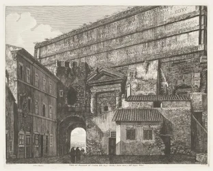 Porta Maggiore te Rooma Näkymä Condotto delle Acque Claudian ja Anione Nuovon muistomerkille ja Acqua Felicelle (otsikko esineessä)