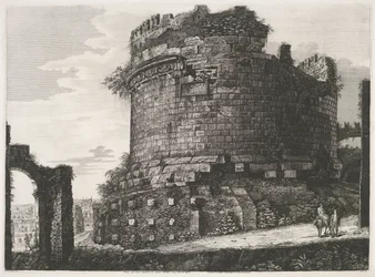 Tombe van Caecilia Metella Roomassa Näkymä Cecilia Metellan suurelle haudalle, joka sijaitsee Via Appialla (otsikko esineessä)