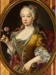 Marie Barbara Portugalilainen (Marie Barbara de Bragance) - Rokokoo : Portugalilaisen Infanta Barbaran (1711-1758) muotokuva, kirjoittanut Melendez, Luis Egidio (1716-1780), noin 1729-1735. Öljy kankaalle, 83x65. Sevillan kaupunginvaltuusto