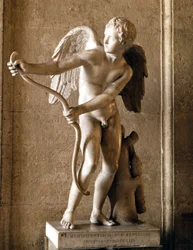 Eros (Amor) jousineen (1753), jäljennös Lysippoksen Thespiai-Eroksesta. Capitoliumin museo, Rooma.