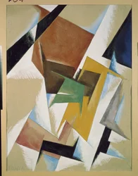 Sävellys. Ljubovin (Lioubov) Sergejevna Popovan (1889-1924) työ, guassi paperille
