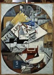 Asetelma. (Le Figaro) Ljubovin (Lioubov) Sergejevna Popovan (1889-1924) maalaus, öljy kankaalle