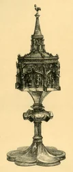 Kuparinen kullattu pyx, 1400-luvun puoliväli, 1881.