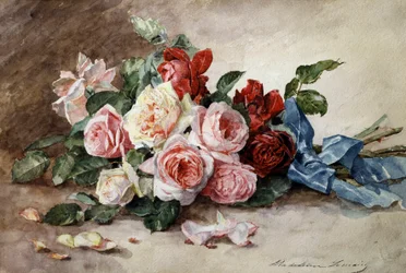 Ruusukimppu. Madeleine Jeanne Lemairen (1845-1928) maalaus Yksityiskokoelma.