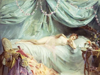 Makaava alaston elegantissa sisätilassa