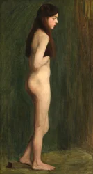Studio Nude in Green (öljy kankaalle)