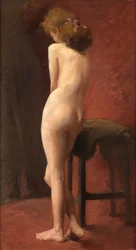 Studio Nude in Red (öljy kankaalle)
