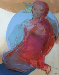Revealed To Herself, 2025 (akryyli ja pastelli kankaalle)